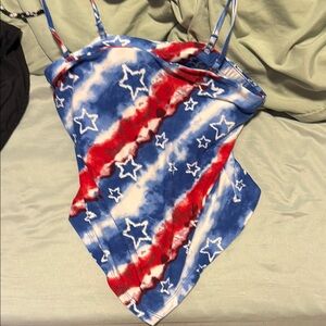 Red and Blue Star Patterned Tank Top